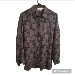 Vintage Bergdorf Goodman paisley button down shirt size 4